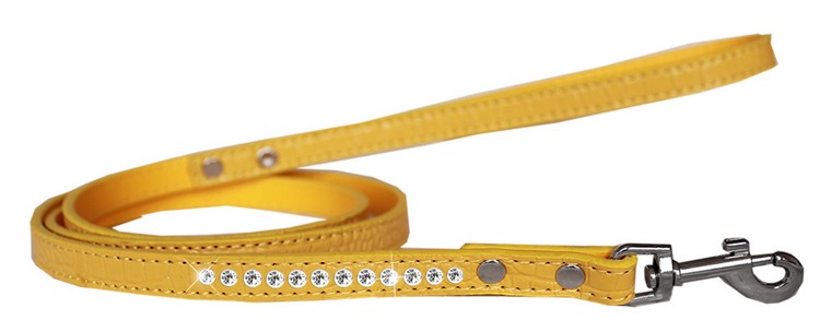 Clear Jewel Croc Leash Yellow 1/2'' wide x 4' long